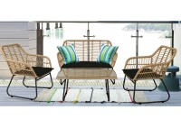 ΣΑΛΟΝΙ ΣΕΤ ΜΕΤΑΛΛΙΚΟ ΜΑΥΡΟ & WICKER ΦΥΣΙΚΟ ΜΕ ΜΑΥΡΑ ΜΑΞΙΛΑΡΙΑ 