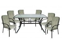 ΤΡΑΠΕΖΙ ΜΕΤΑΛΛΙΚΟ ΑΝΘΡΑΚΙ ΣΕΤ ΜΕ 6 ΠΟΛΥΘΡΟΝΕΣ