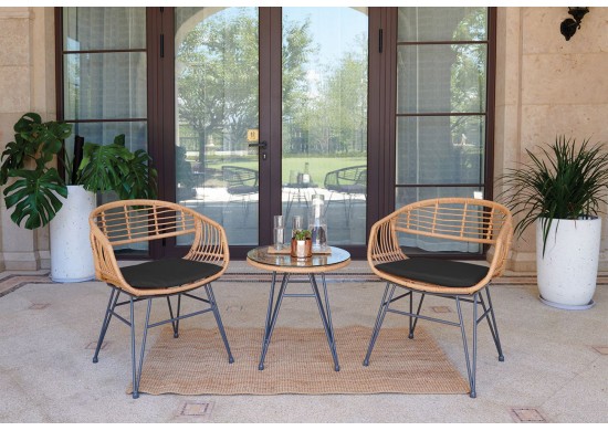 ΣΑΛΟΝΙ ΣΕΤ ΜΕΤΑΛΛΙΚΟ ΜΑΥΡΟ - WICKER ΦΥΣΙΚΟ