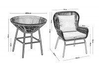 ΤΡΑΠΕΖΙ ΣΕΤ ΜΕΤΑΛΛΙΚΟ ΜΑΥΡΟ ΜΕ 2 ΠΟΛΥΘΡΟΝΕΣ WICKER ΦΥΣΙΚΟ