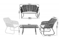 ΣΑΛΟΝΙ ΣΕΤ ΜΕΤΑΛΛΙΚΟ ΜΑΥΡΟ & WICKER ΦΥΣΙΚΟ ΜΕ ΜΑΥΡΑ ΜΑΞΙΛΑΡΙΑ 