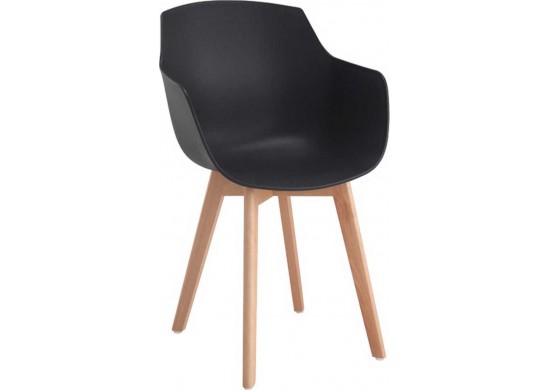 ΠΟΛΥΘΡΟΝΑ ΜΑΥΡΗ PP ΜΕ ΞΥΛΙΝΑ ΠΟΔΙΑ