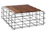 ΤΡΑΠΕΖΑΚΙ ΣΑΛΟΝΙΟΥ ΦΥΣΙΚΟ ΞΥΛΟ ΑΚΑΚΙΑ ΜΕ ΜΕΤΑΛΛΙΚΗ ΒΑΣΗ ΜΑΥΡΗ