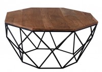 ΤΡΑΠΕΖΑΚΙ ΣΑΛΟΝΙΟΥ ΦΥΣΙΚΟ ΞΥΛΟ ΑΚΑΚΙΑ ΜΕ ΜΕΤΑΛΛΙΚΗ ΒΑΣΗ ΜΑΥΡΗ