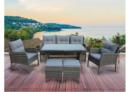 ΣΑΛΟΝΙ ΣΕΤ WICKER ΓΚΡΙ