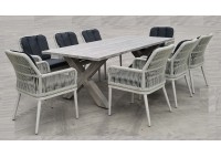 ΤΡΑΠΕΖΙ ΣΕΤ ALU - ROPE GREY ΜΕ 8 ΠΟΛΥΘΡΟΝΕΣ