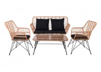 ΣΑΛΟΝΙ ΣΕΤ ΜΕΤΑΛΛΙΚΟ ΜΑΥΡΟ - WICKER ΦΥΣΙΚΟ