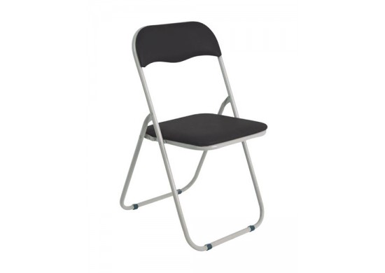 ΚΑΡΕΚΛΑ CATERING ΠΤΥΣΣΟΜΕΝΗ ΜΕΤΑΛΛΙΚΗ ΓΚΡΙ ΜΕ ΔΕΡΜΑΤΙΝΗ ΜΑΥΡΗ PVC