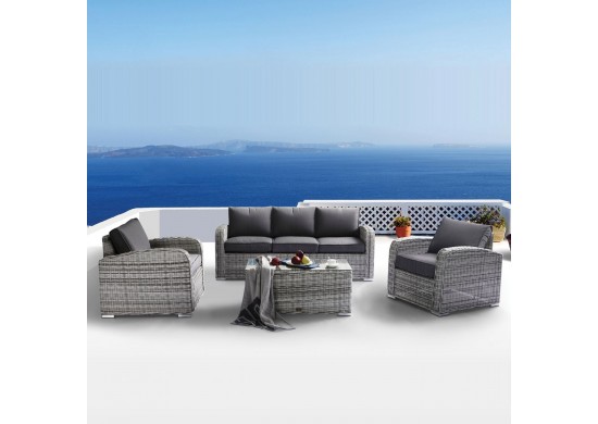 ΣΑΛΟΝΙ ΣΕΤ ALU - WICKER GREY WHITE ΜΕ ΜΑΞΙΛΑΡΙΑ ΓΚΡΙ