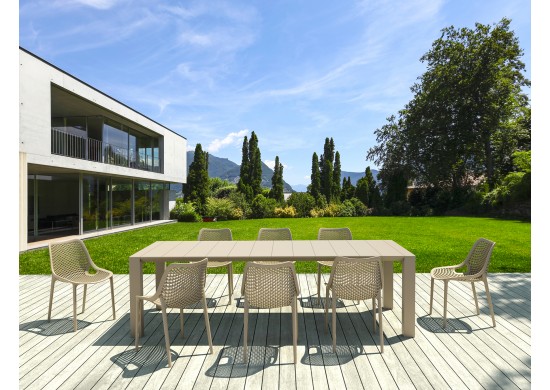 ΤΡΑΠΕΖΙ ΣΕΤ ΕΠΕΚΤΕΙΝΟΜΕΝΟ TAUPE PP ΜΕ 8 ΚΑΡΕΚΛΕΣ