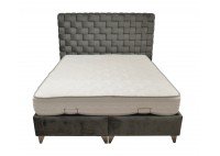 ΚΡΕΒΑΤΙ ΔΙΠΛΟ ΜΕ ΑΠΟΘΗΚΕΥΤΙΚΟ ΧΩΡΟ ΥΦΑΣΜΑ ΓΚΡΙ ΣΚΟΥΡΟ ΓΙΑ ΣΤΡΩΜΑ 160Χ200