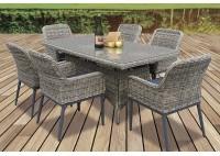 ΤΡΑΠΕΖΙ ΣΕΤ ALU - WICKER GREY BROWN - ΑΝΘΡΑΚΙ ΜΕ 6 ΠΟΛΥΘΡΟΝΕΣ