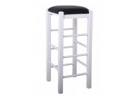 ΣΚΑΜΠΩ BAR ΞΥΛΙΝΟ ΛΑΚΑ ΑΣΠΡΟ ΜΕ ΚΑΘΙΣΜΑ ΔΕΡΜΑΤΙΝΗ ΜΑΥΡΗ PU