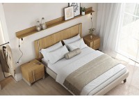 ΚΡΕΒΑΤΙ ΔΙΠΛΟ LIGHT OAK - ΥΦΑΣΜΑ ΓΚΡΙ ΜΠΕΖ ΓΙΑ ΣΤΡΩΜΑ 160Χ200