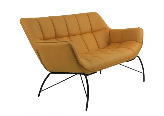 ΚΑΝΑΠΕΣ 2ΘΕΣΙΟΣ ΥΦΑΣΜΑ ΚΙΤΡΙΝΟ ΜΕ ΜΕΤΑΛΛΙΚΑ ΠΟΔΙΑ ΜΑΥΡΑ