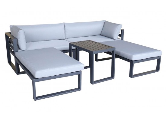 ΣΑΛΟΝΙ ΣΕΤ ALU ΑΝΘΡΑΚΙ ΜΕ ΜΑΞΙΛΑΡΙΑ ΑΝΟΙΧΤΟ ΓΚΡΙ