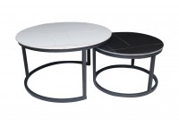 ΤΡΑΠΕΖΑΚΙ ΣΑΛΟΝΙΟΥ ΑΠΟΧΡΩΣΗ SINTERED STONE WHITE - BLACK MARBLE ΣΕΤ 2 ΤΕΜΑΧΙΑ