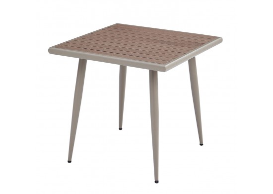 ΤΡΑΠΕΖΙ ΜΕΤΑΛΛΙΚΟ ΓΚΡΙ - POLYWOOD ΚΑΡΥΔΙ