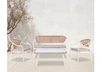 ΣΑΛΟΝΙ ΣΕΤ ΜΕΤΑΛΛΙΚΟ ΑΣΠΡΟ - WICKER ΦΥΣΙΚΟ