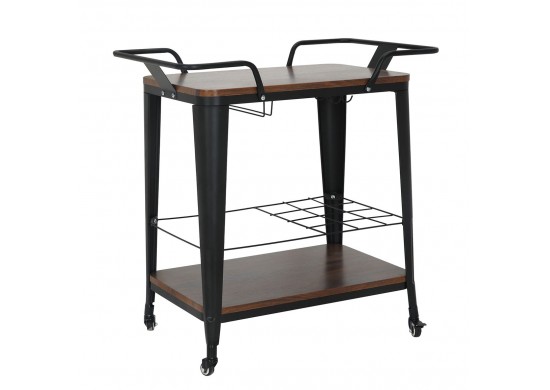 TROLEY BAR ΜΕΤΑΛΛΙΚΟ ΜΑΥΡΟ - MDF ΚΑΡΥΔΙ