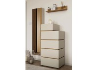 ΣΥΡΤΑΡΙΕΡΑ ΜΕ 5 ΣΥΡΤΑΡΙΑ CREAM BEIGE ΜΕ ΕΠΙΦΑΝΕΙΑ LIGHT OAK