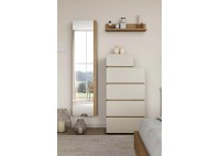 ΣΥΡΤΑΡΙΕΡΑ ΜΕ 5 ΣΥΡΤΑΡΙΑ CREAM BEIGE ΜΕ ΕΠΙΦΑΝΕΙΑ LIGHT OAK