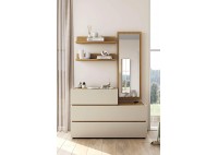 ΣΥΡΤΑΡΙΕΡΑ ΜΕ 3 ΣΥΡΤΑΡΙΑ CREAM BEIGE ΜΕ ΕΠΙΦΑΝΕΙΑ LIGHT OAK