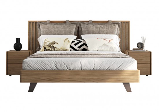 ΚΡΕΒΑΤΙ ΔΙΠΛΟ HONEY PALE OAK - ΥΦΑΣΜΑ ΜΠΕΖ-ΓΚΡΙ