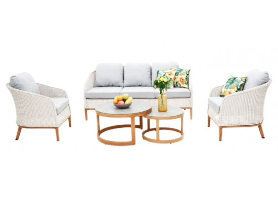 ΣΑΛΟΝΙ ΣΕΤ ALU ΦΥΣΙΚΟ - WICKER ΑΣΠΡΟ