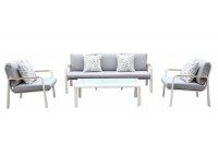 ΣΑΛΟΝΙ ΣΕΤ ALU ΑΣΠΡΟ ΜΕ ΜΑΞΙΛΑΡΙΑ ΑΝΟΙΧΤΟ ΓΚΡΙ