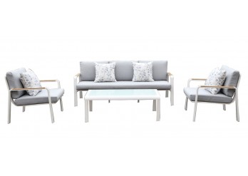 ΣΑΛΟΝΙ ΣΕΤ ALU ΑΣΠΡΟ ΜΕ ΜΑΞΙΛΑΡΙΑ ΑΝΟΙΧΤΟ ΓΚΡΙ