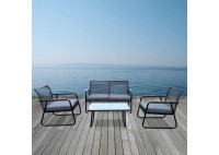 ΣΑΛΟΝΙ ΣΕΤ ΜΕΤΑΛΛΙΚΟ ΜΑΥΡΟ - ROPE WICKER ΓΚΡΙ