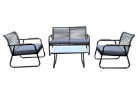 ΣΑΛΟΝΙ ΣΕΤ ΜΕΤΑΛΛΙΚΟ ΜΑΥΡΟ - ROPE WICKER ΓΚΡΙ