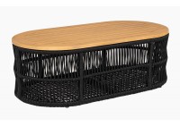 ΣΑΛΟΝΙ ΣΕΤ ΦΥΣΙΚΟ ΞΥΛΟ ΑΚΑΚΙΑ - ROPE WICKER ΜΑΥΡΟ