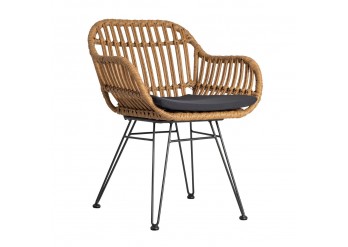 ΠΟΛΥΘΡΟΝΑ WICKER ΦΥΣΙΚΟ ΜΕ ΜΕΤΑΛΛΙΚΑ ΠΟΔΙΑ ΜΑΥΡΑ