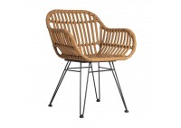 ΠΟΛΥΘΡΟΝΑ WICKER ΦΥΣΙΚΟ ΜΕ ΜΕΤΑΛΛΙΚΑ ΠΟΔΙΑ ΜΑΥΡΑ