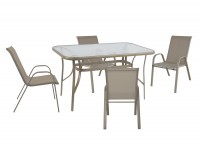 ΤΡΑΠΕΖΙ ΜΕΤΑΛΛΙΚΟ ΜΠΕΖ ΣΕΤ ΜΕ 4 ΠΟΛΥΘΡΟΝΕΣ TEXTILENE ΜΠΕΖ