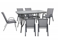 ΤΡΑΠΕΖΙ ΣΕΤ ΜΕΤΑΛΛΙΚΟ ΑΝΘΡΑΚΙ ΜΕ 6 ΠΟΛΥΘΡΟΝΕΣ