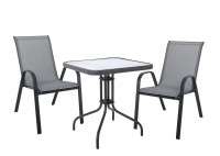 ΤΡΑΠΕΖΙ ΣΕΤ ΜΕΤΑΛΛΙΚΟ ΑΝΘΡΑΚΙ ΜΕ 2 ΠΟΛΥΘΡΟΝΕΣ TEXTILENE ΓΚΡΙ