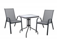 ΤΡΑΠΕΖΙ ΣΕΤ ΜΕΤΑΛΛΙΚΟ ΑΝΘΡΑΚΙ ΜΕ 2 ΠΟΛΥΘΡΟΝΕΣ TEXTILENE ΓΚΡΙ