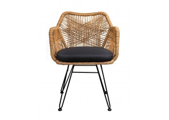 ΠΟΛΥΘΡΟΝΑ WICKER ΦΥΣΙΚΟ ΜΕ ΜΕΤΑΛΛΙΚΑ ΠΟΔΙΑ ΜΑΥΡΑ