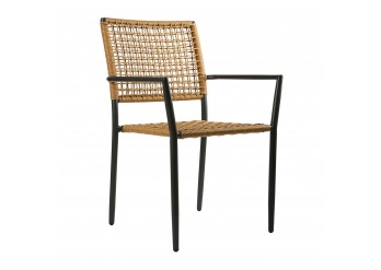 ΠΟΛΥΘΡΟΝΑ WICKER ROPE ΑΠΟΧΡΩΣΗ ΦΥΣΙΚΟ ΜΕ ΜΕΤΑΛΛΙΚΟ ΣΚΕΛΕΤΟ ΜΑΥΡΟ