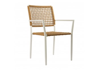 ΠΟΛΥΘΡΟΝΑ WICKER ROPE ΑΠΟΧΡΩΣΗ ΦΥΣΙΚΟ ΜΕ ΜΕΤΑΛΛΙΚΟ ΣΚΕΛΕΤΟ ΑΣΠΡΟ