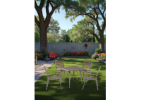 ΤΡΑΠΕΖΙ ΜΕΤΑΛΛΙΚΟ SAND BEIGE ΣΕΤ ΜΕ 4 ΠΟΛΥΘΡΟΝΕΣ