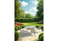 ΤΡΑΠΕΖΙ ΜΕΤΑΛΛΙΚΟ ΜΠΕΖ ΣΕΤ ΜΕ 4 ΠΟΛΥΘΡΟΝΕΣ TEXTILENE ΜΠΕΖ