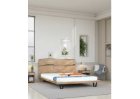 ΚΡΕΒΑΤΙ ΔΙΠΛΟ ΦΥΣΙΚΟ ΞΥΛΟ ΑΚΑΚΙΑ ΜΕ ΜΕΤΑΛΛΙΚΑ ΠΟΔΙΑ ΜΑΥΡΑ ΓΙΑ ΣΤΡΩΜΑ 150Χ200