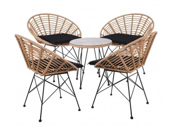 ΣΑΛΟΝΙ ΣΕΤ ΜΕΤΑΛΛΙΚΟ ΜΑΥΡΟ - WICKER ΦΥΣΙΚΟ