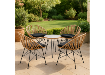 ΣΑΛΟΝΙ ΣΕΤ ΜΕΤΑΛΛΙΚΟ ΜΑΥΡΟ - WICKER ΦΥΣΙΚΟ