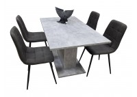 ΤΡΑΠΕΖΑΡΙΑ ΑΠΟΧΡΩΣΗ CEMENT ΣΕΤ ΜΕ 4 ΚΑΡΕΚΛΕΣ ΥΦΑΣΜΑ SUEDE ΑΝΘΡΑΚΙ