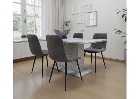 ΤΡΑΠΕΖΑΡΙΑ ΑΠΟΧΡΩΣΗ CEMENT ΣΕΤ ΜΕ 4 ΚΑΡΕΚΛΕΣ ΥΦΑΣΜΑ SUEDE ΑΝΘΡΑΚΙ